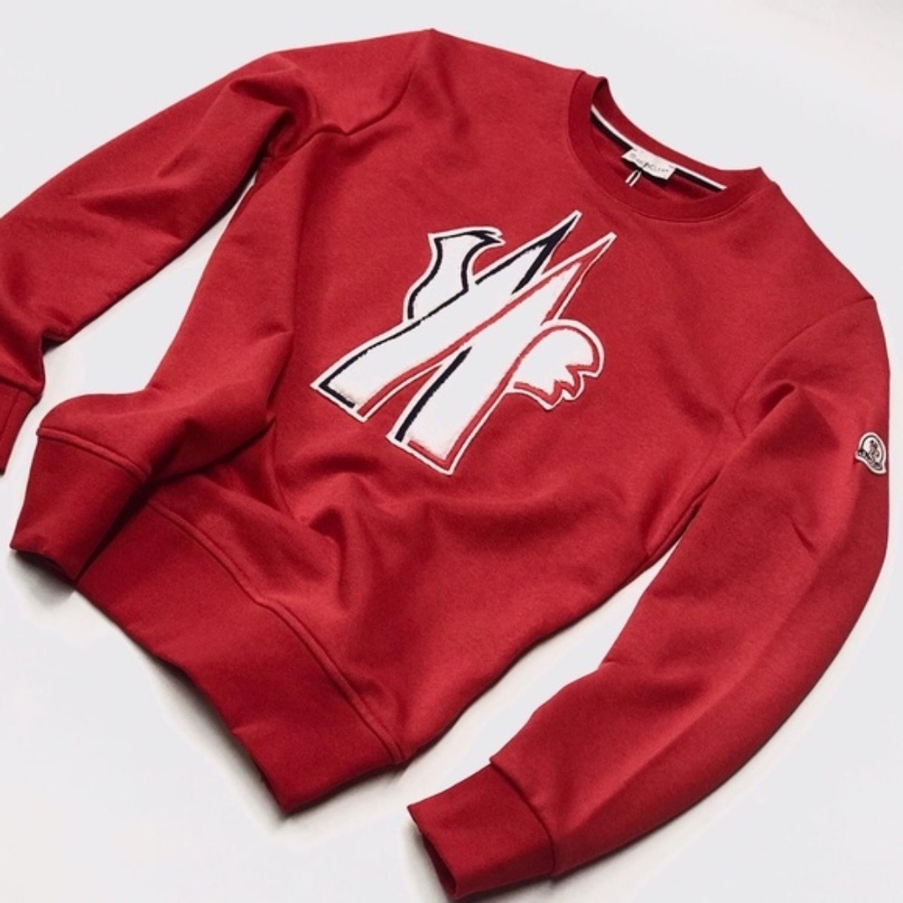 MONCLER MEN`S RED SWEATERS COTTON MEDIUM